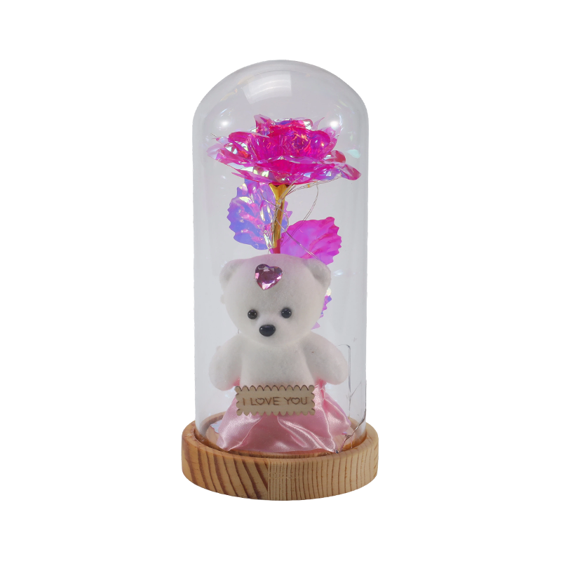 نور کلوش شیشه ای گلکسی رز (با/بدون خرس عروسکی، چند رنگ)