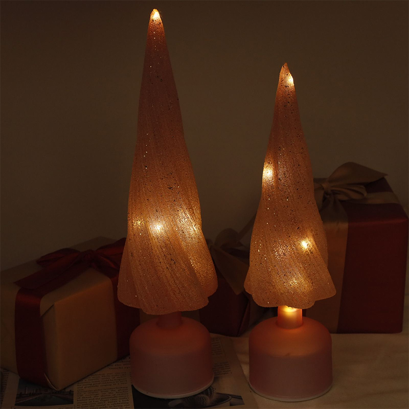 درخت کریسمس شیشه ای قابل چرخش جشن با لامپ های LED در اندازه های 10×33 سانتی متر و 10×38 سانتی متر