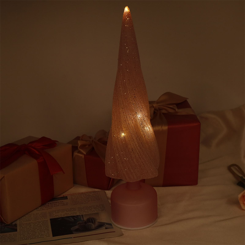 درخت کریسمس شیشه ای قابل چرخش جشن با لامپ های LED در اندازه های 10×33 سانتی متر و 10×38 سانتی متر